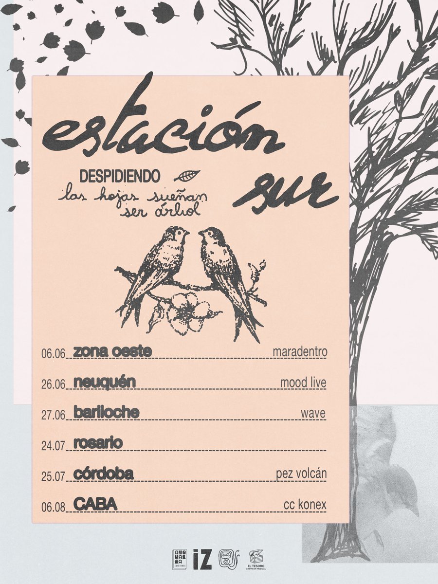 _estacionsur's tweet photo. después de todas las cosas hermosas que nos dio nuestro primer álbum, nos toca decirle adiós para dar comienzo a una nueva etapa de composición ❤️‍🩹

lxs invitamos a cerrar este momento junto a nosotros en sus ciudades :)

nos vemos en estos lugares! entradas en link, pronto + info https://t.co/XHDTaB7GFJ