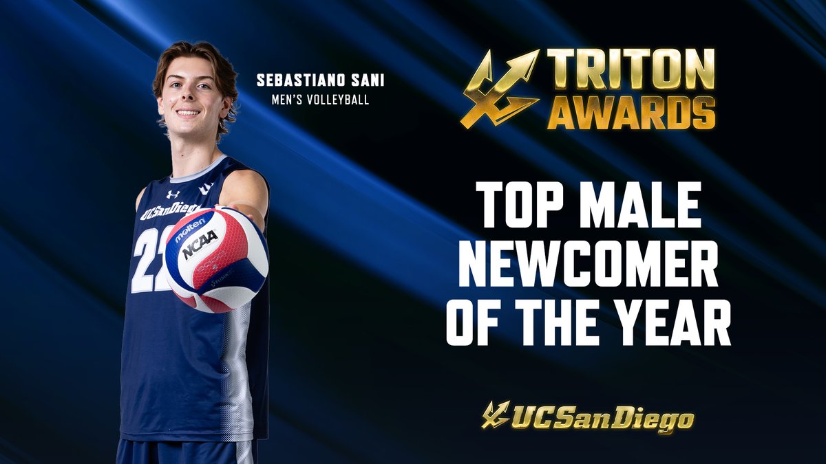 UCSDtritons's tweet photo. Congratulations to the UC San Diego Top Male Newcomer of the Year, Sebastiano Sani from @ucsdmvb!

#GoTritons x #TritonAwards26 https://t.co/kvqp6aG8r5