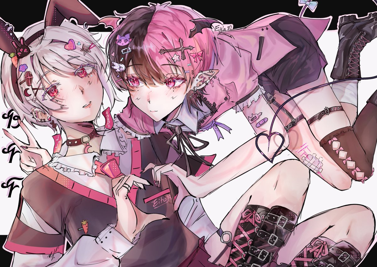 jojosoups's tweet photo. Best Friends ( *¯ ³¯*)♡🎀🦇 woww it’s been 2 years since I last drew them😮 #fanart #eita789pic https://t.co/6NTs1ZhiKO
