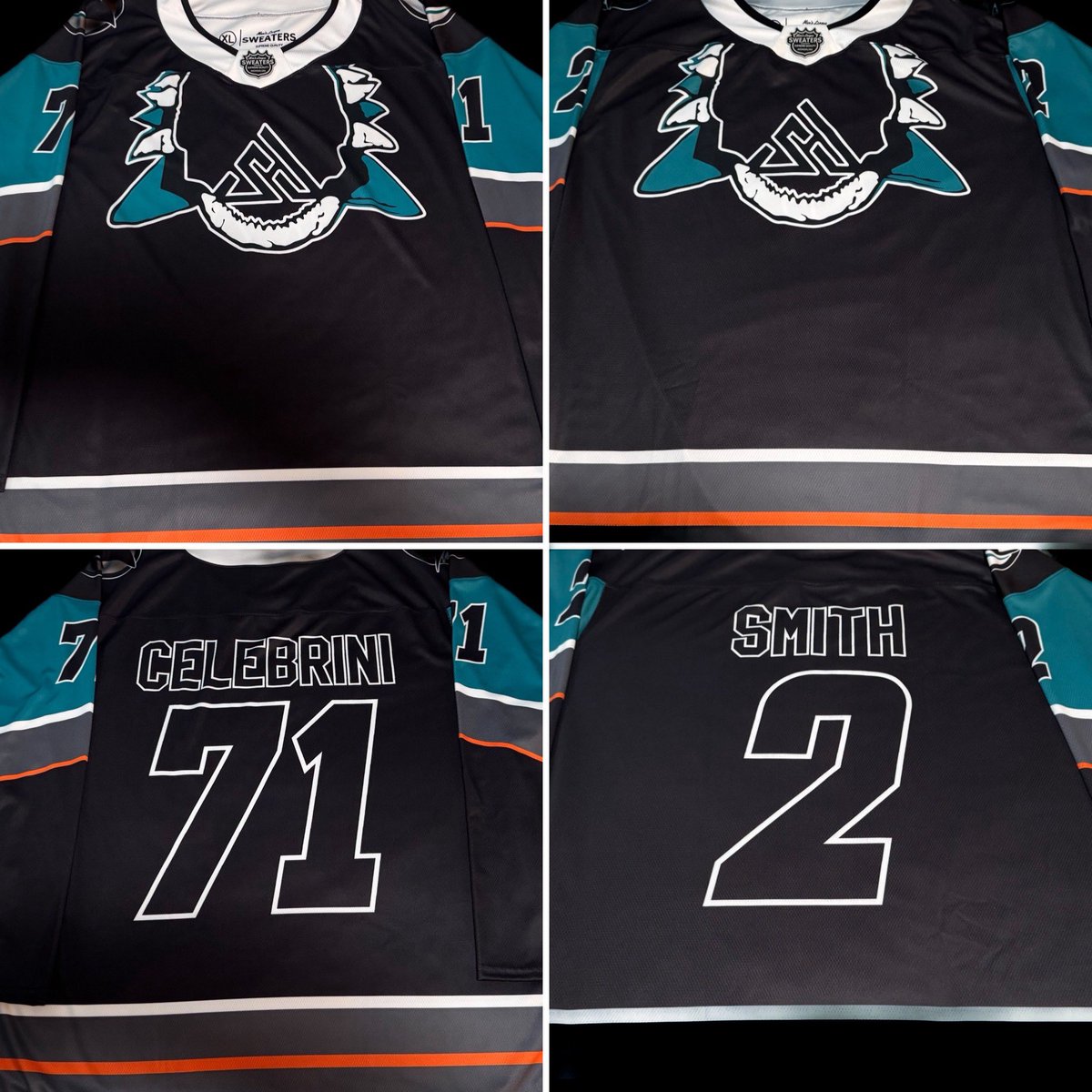 ABugarin_559's tweet photo. Designed some jerseys for my family to wear to the games next season. They wanted to be different. I think this will do it. @SanJoseSharks @SanJoseSharksPR @_willsmith2 @willmackupdates https://t.co/U5aSDNRlBn