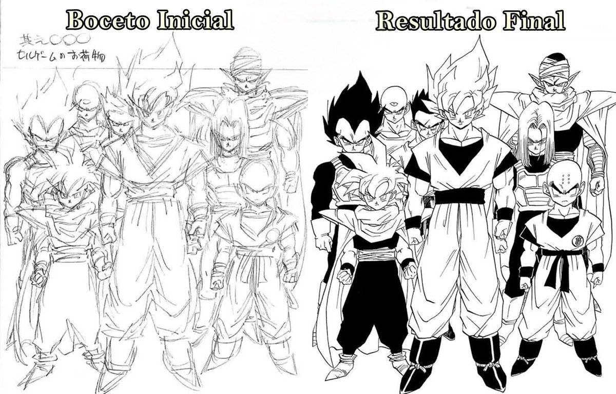 DB_Simplemente's tweet photo. No es frecuente observar los bocetos que Akira Toriyama realizaba antes de dar vida a sus ilustraciones para el manga de Dragon Ball. https://t.co/IVIIz5OLfs