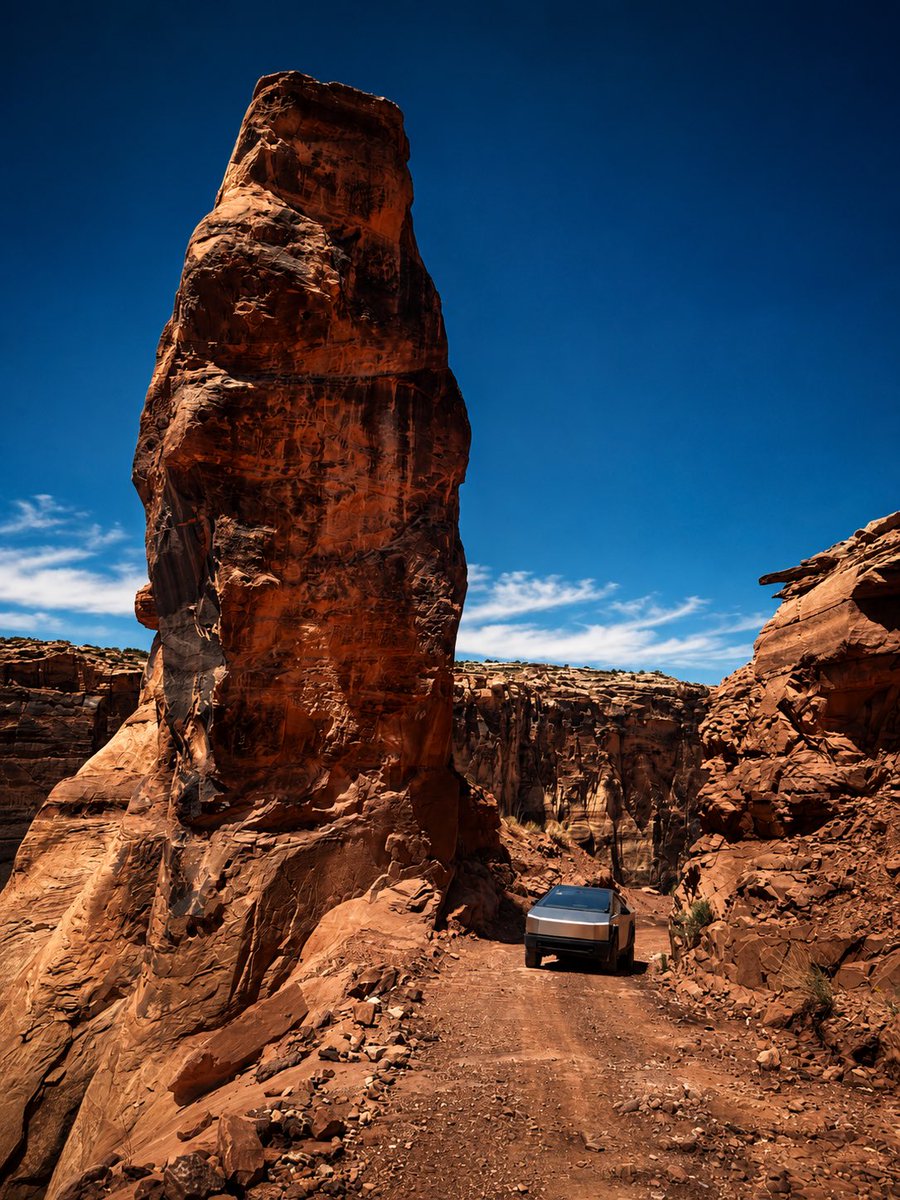 lovinsats's tweet photo. From Memorial Weekends #moab trip in the #cybertruck saw @whistlindiesell test trucks! https://t.co/9gigsCe9uZ