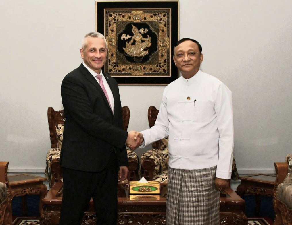 VietBelarus's tweet photo. May 28-29, 2026 🇧🇾Ambassador Uladzimir Baravikou made a working visit to Myanmar.
Uladzimir Baravikou held a meeting with 🇲🇲Deputy Minister for Foreign Affairs of Myanmar Ko Ko Kyaw. The issues of inter-parliamentary, inter-party and inter-agency cooperation were discussed. https://t.co/QhWkvfvPWu