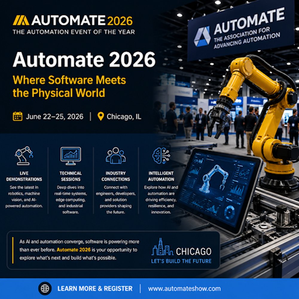 screamingboxcom's tweet photo. The Automate 2026 (June 22–25 in Chicago) is set to showcase how software, AI, and robotics are converging to transform real-world operations. Organized by Association for Advancing Automation, this event brings together engineers, developers, and… https://t.co/5YYWbyT4X1 https://t.co/TArBV6TOp2