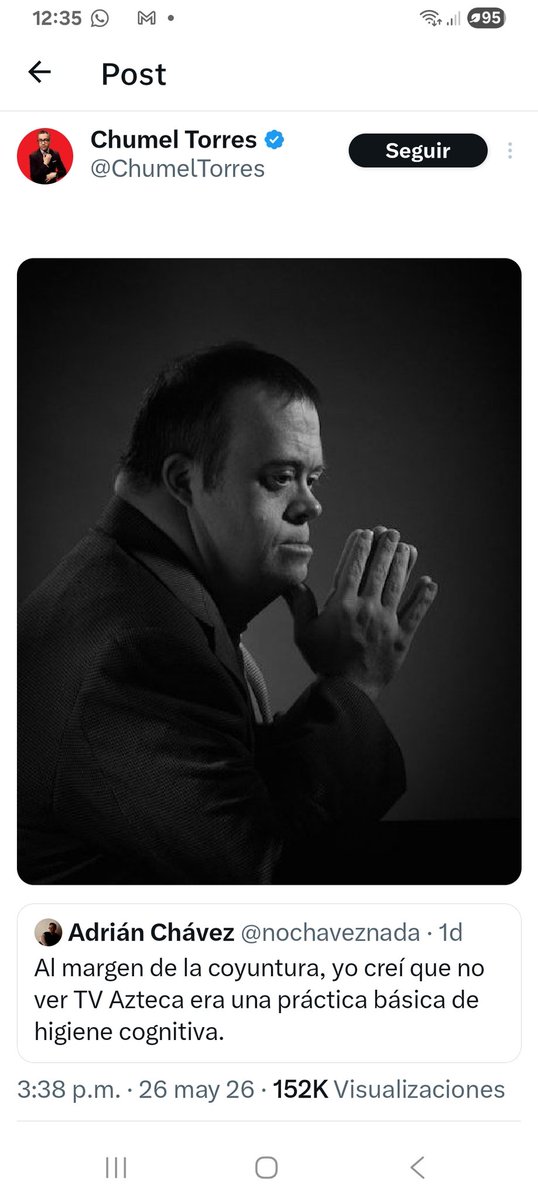 oceloxochitl_'s tweet photo. Chumel Torres llamando "retrasados" a las personas con Síndrome de Down en 2012 /// Chumel Torres llamando "retrasados" a las personas con Síndrome de Down en 2026.

En ambos casos, @ChumelTorres borró sus posts... pero mantiene su asquerosa discriminación, no se arrepiente. https://t.co/CMIwRkuaNs