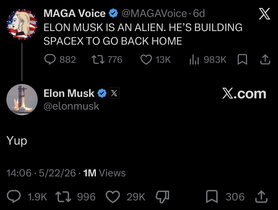 radens_yt's tweet photo. Remember this? He’s also constantly posted on the topic of aliens, immigration, etc. which is exactly what the White House is subliminally mentioning with their posts &amp; spot on as well..

Elon’s active rn too, time is ticking for next leg

$ALIENS https://t.co/tFIERfdyLq