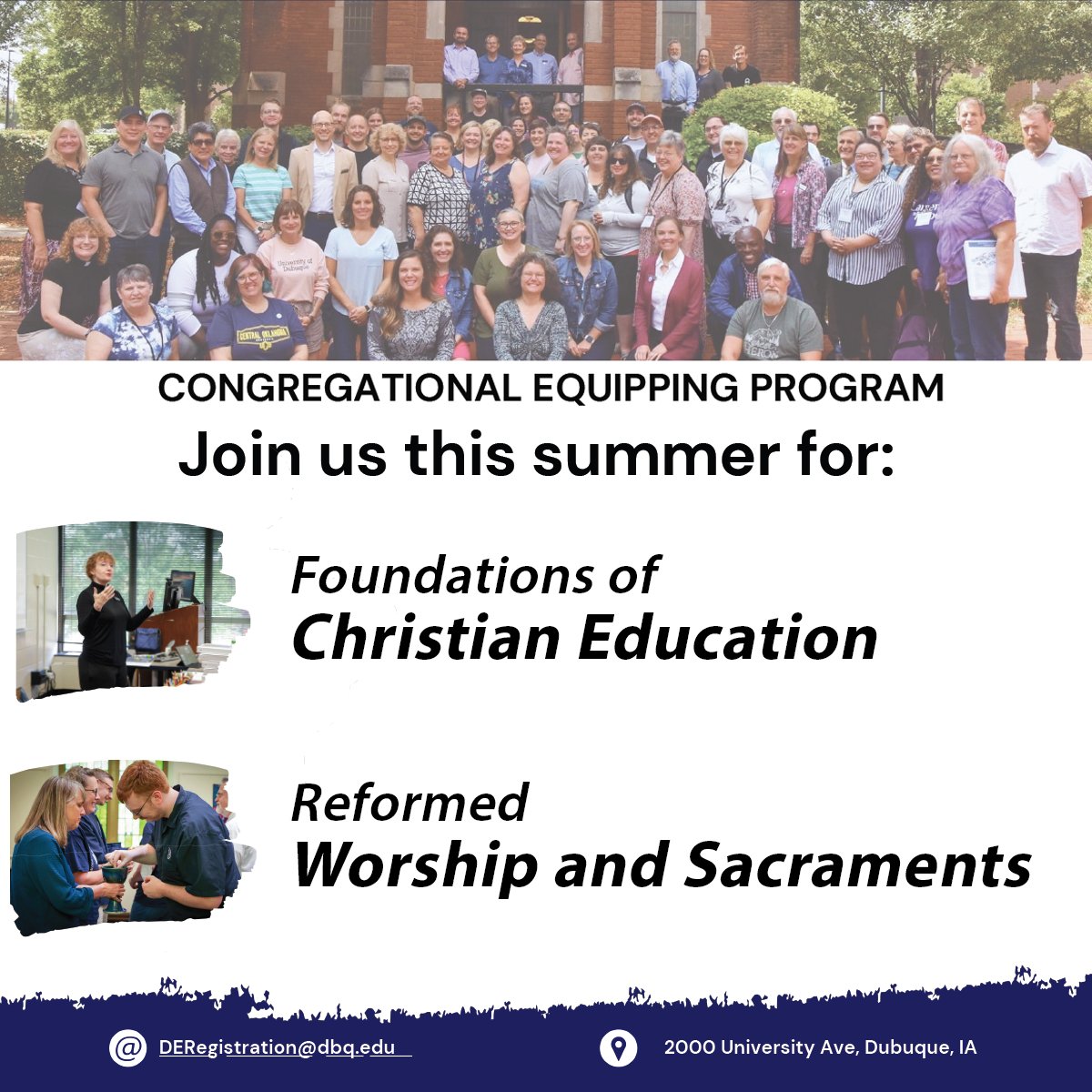 UDSeminary's tweet photo. Congregational Equipping courses nurture lay leaders and church teachers, as well as provide theological insight for interested laity. This summer, these courses will offer the expertise of UDTS faculty, and the flexibility to join you #whereuare.
FMI: DERegistration@dbq.edu https://t.co/8i0L3YhhzI