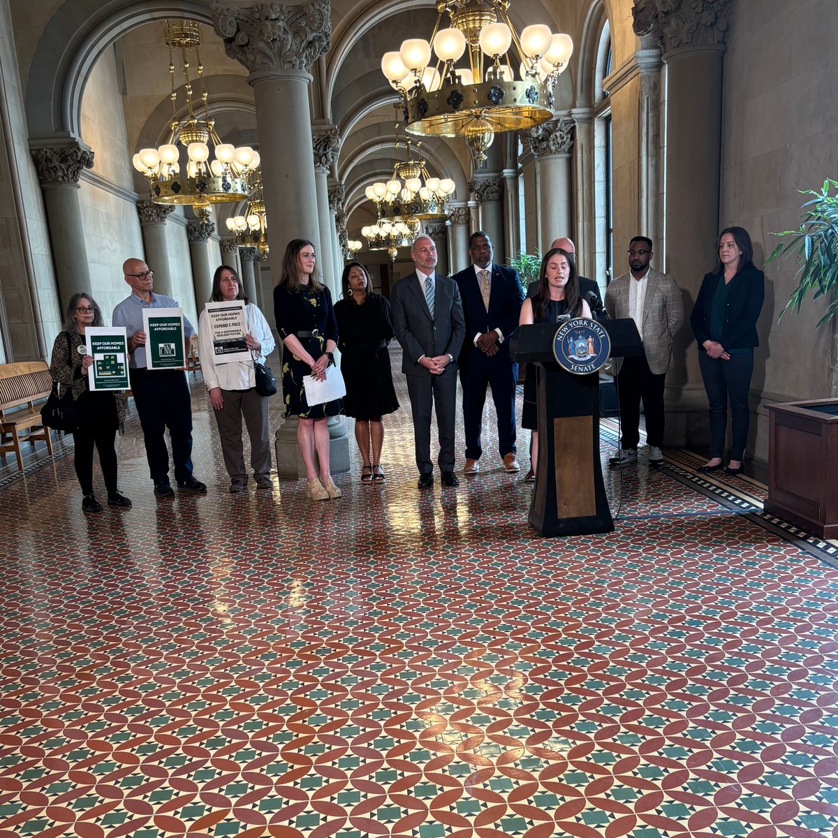 nylcv's tweet photo. Yesterday in Albany, NYLCV’s Clean Buildings Campaign Manager Jonathan Furlong joined @LegSteveStern and Sen. @KevinParkernyc as they held a press conference calling for the passage of S. 1335-B / A.5404-B – which will expand the authorizing language for the C-PACE loan program! https://t.co/6hd0tWpO6I