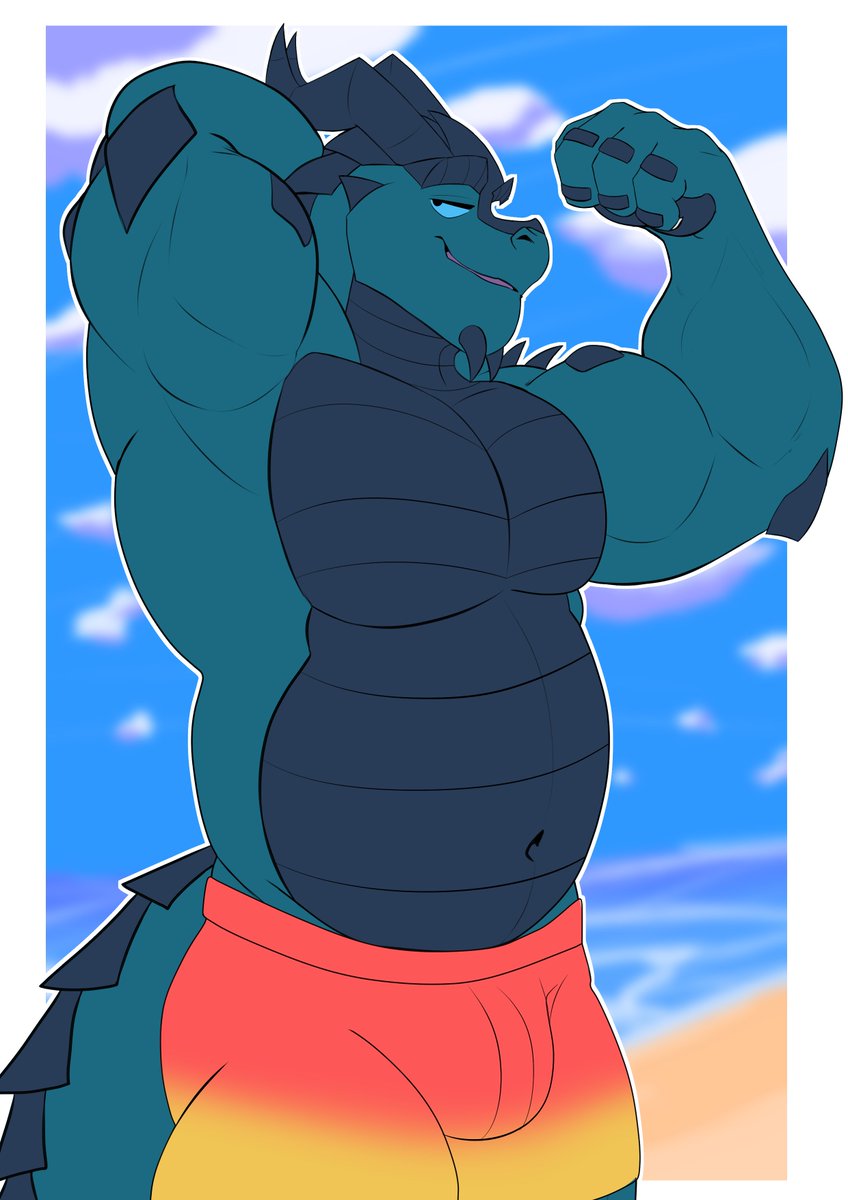 Tanukiednuki's tweet photo. Commission completed, awesome daddy dragon ready to enjoy the beach https://t.co/5wDoW1Equf