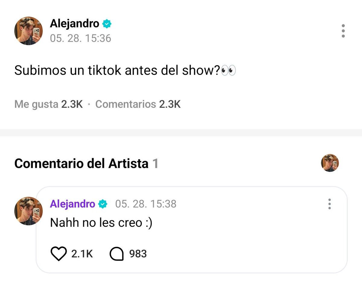 weversestbv's tweet photo. 🌟 280526 #ALEJANDROARAMBURU 
🐹 "Subimos un tiktok antes del show? 👀?"
💬"Nahh no les creo :)"

#STBVLATAM 🐹 https://t.co/81UJaNwpj5