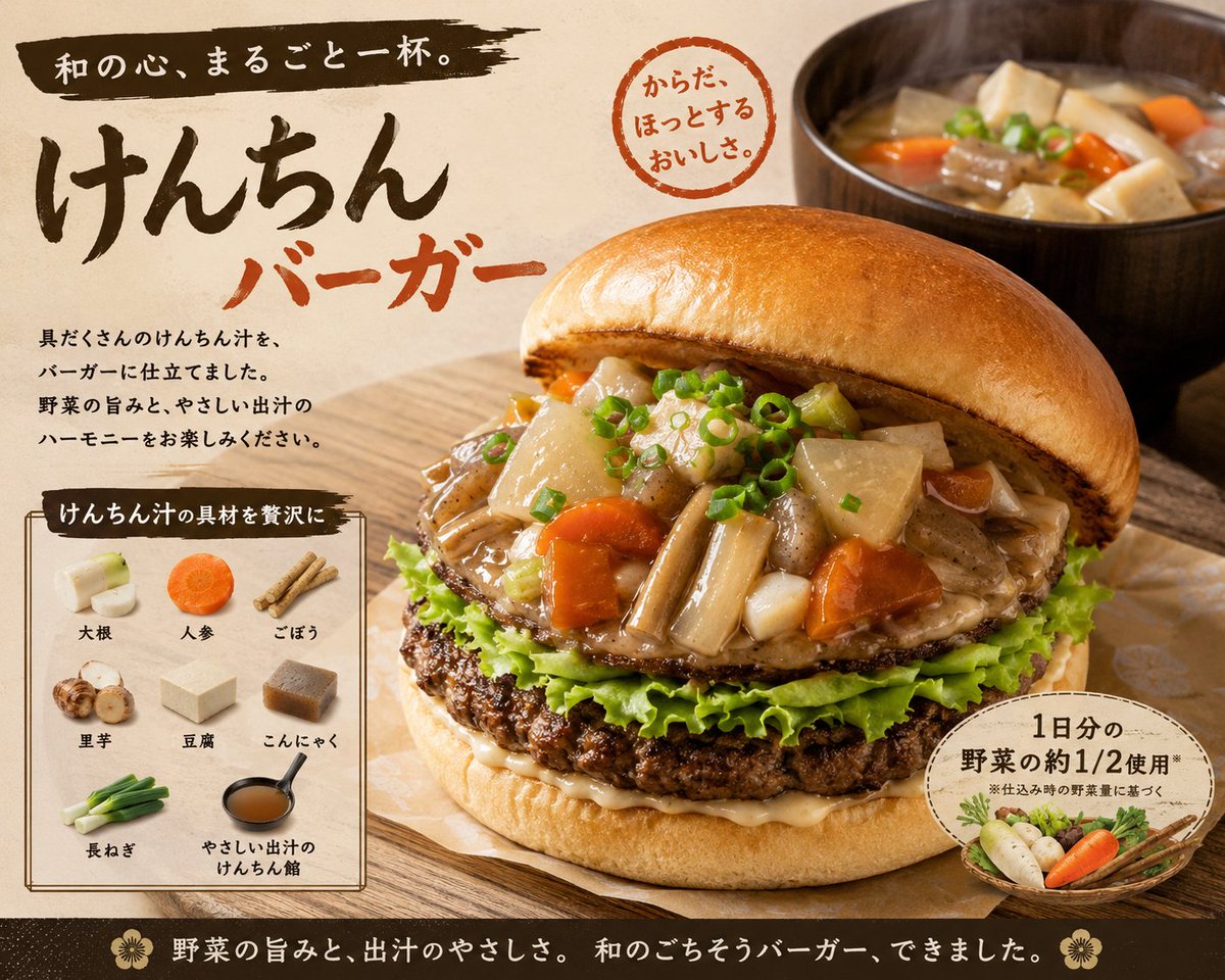 diary___nongy09's tweet photo. けんちんバーガー実店舗コラボも全然いけそうな予感 #ストグラ #ストグラSeason2
※AI生成です https://t.co/tctb6Nk9S9