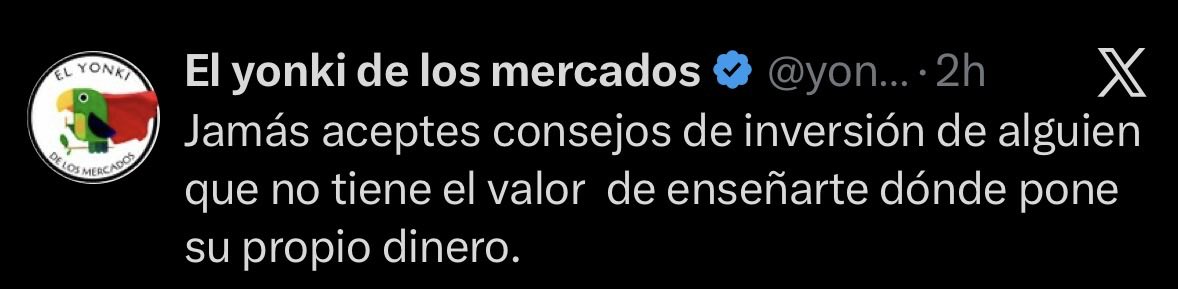 vela21265's tweet photo. Jamás aceptes consejos de inversión de alguien que no sea un asesor financiero cualificado. https://t.co/O0BstcS7hs