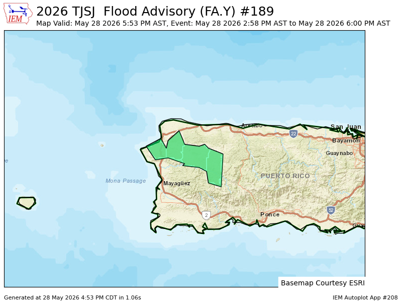 DopplerdePR's tweet photo. JSJ expires Flood Advisory for Aguada, Lares, Moca, San Sebastian [PR] https://t.co/ovAeXXQfBT https://t.co/crUgWJ6cce
