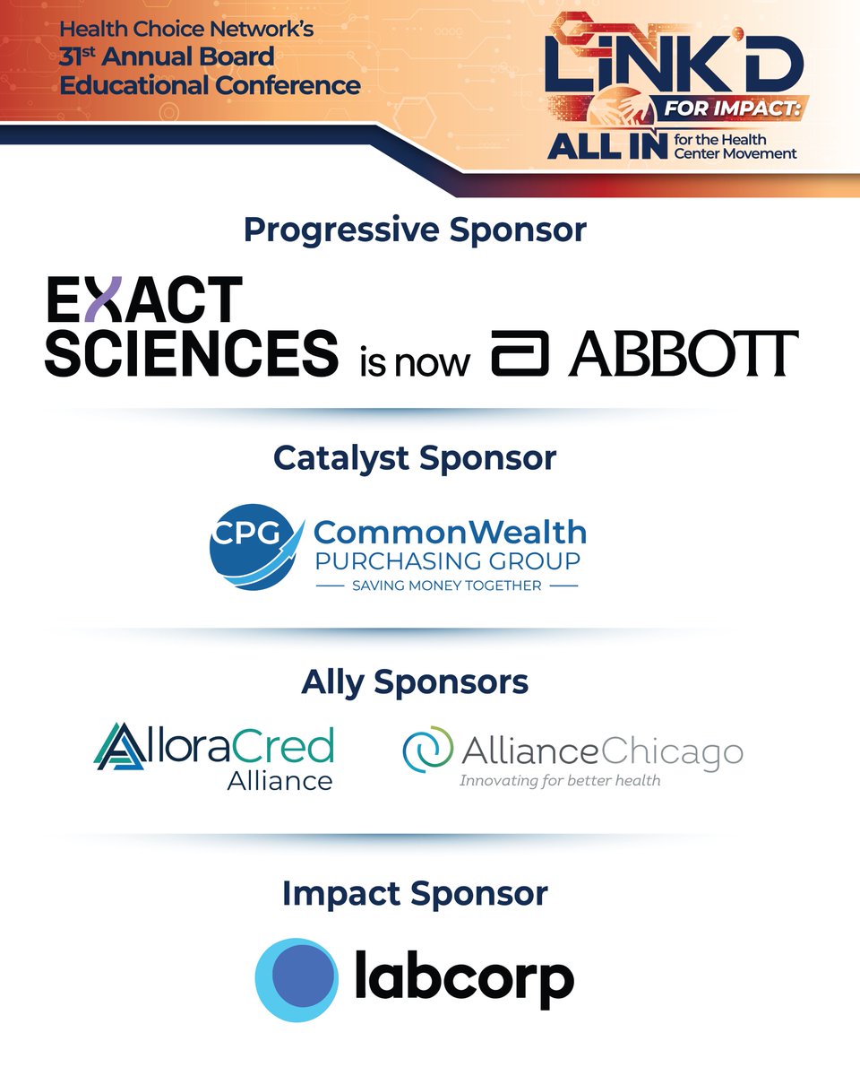 hcnetworkinc's tweet photo. Thank you to all of our Sponsors! We are grateful for your partnership and support in this year's Educational Conference. Visit the Partner Showcase during our 3-day conference to learn more about our sponsors. Register today: https://t.co/pxdlqXCtQz

#HCNFRWD26 #2026conference https://t.co/BWppcHAmNm