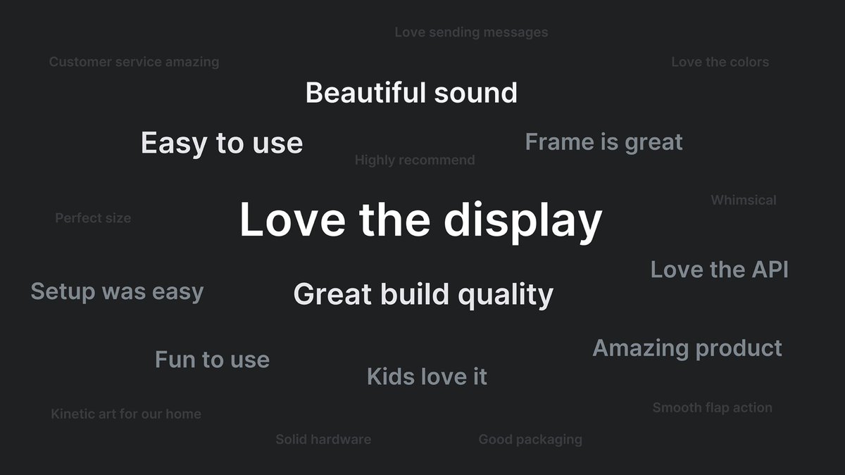vestaboard's tweet photo. As Vestaboard Note ships around the world, customers are unboxing and sending their first messages. 

Some describe quiet moments at home with family. Others have connected to calendars, flight schedules, and custom AI agents. A few themes resonate across the board: the sound of a new message, the quality of the product in person, and how it holds attention without a screen.

Hear what our customers have to say: https://t.co/E3ksPVfkug