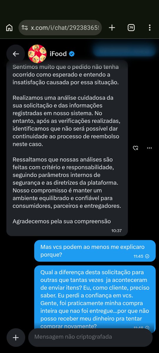bodanibo's tweet photo. @erfeomtasmo @iFood o mesmo aconteceu comigo. O @iFood  não está reembolsando está dizendo que é cancelamento quando não faz sentido algum ...descaso com o usuário https://t.co/Ij2jstUx8e