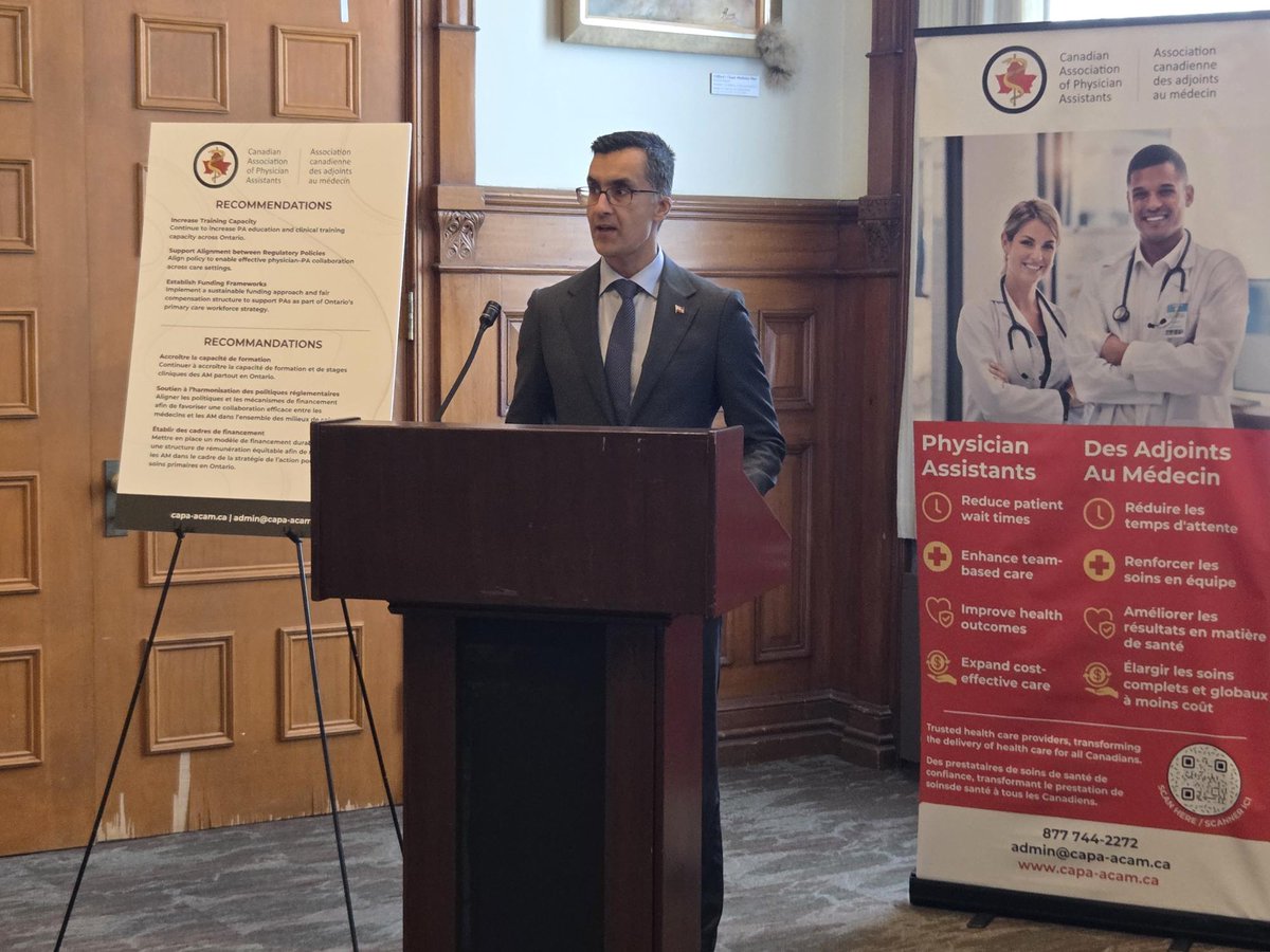 CAPA_ACAM's tweet photo. On May 27, CAPA was at Queen’s Park advocating for #PhysicianAssistants across Ontario and advancing conversations on healthcare workforce solutions.  

Our focus: 
Expand PA training capacity 
Support sustainable funding & fair compensation in primary care 📷The Honourable

@SylviaJonesMPP 
@NickelBelt 
@ShamjiAdil 
@AislinnClancyKC 

#PhysicianAssistants #OntarioHealth #CAPA #QueensPark