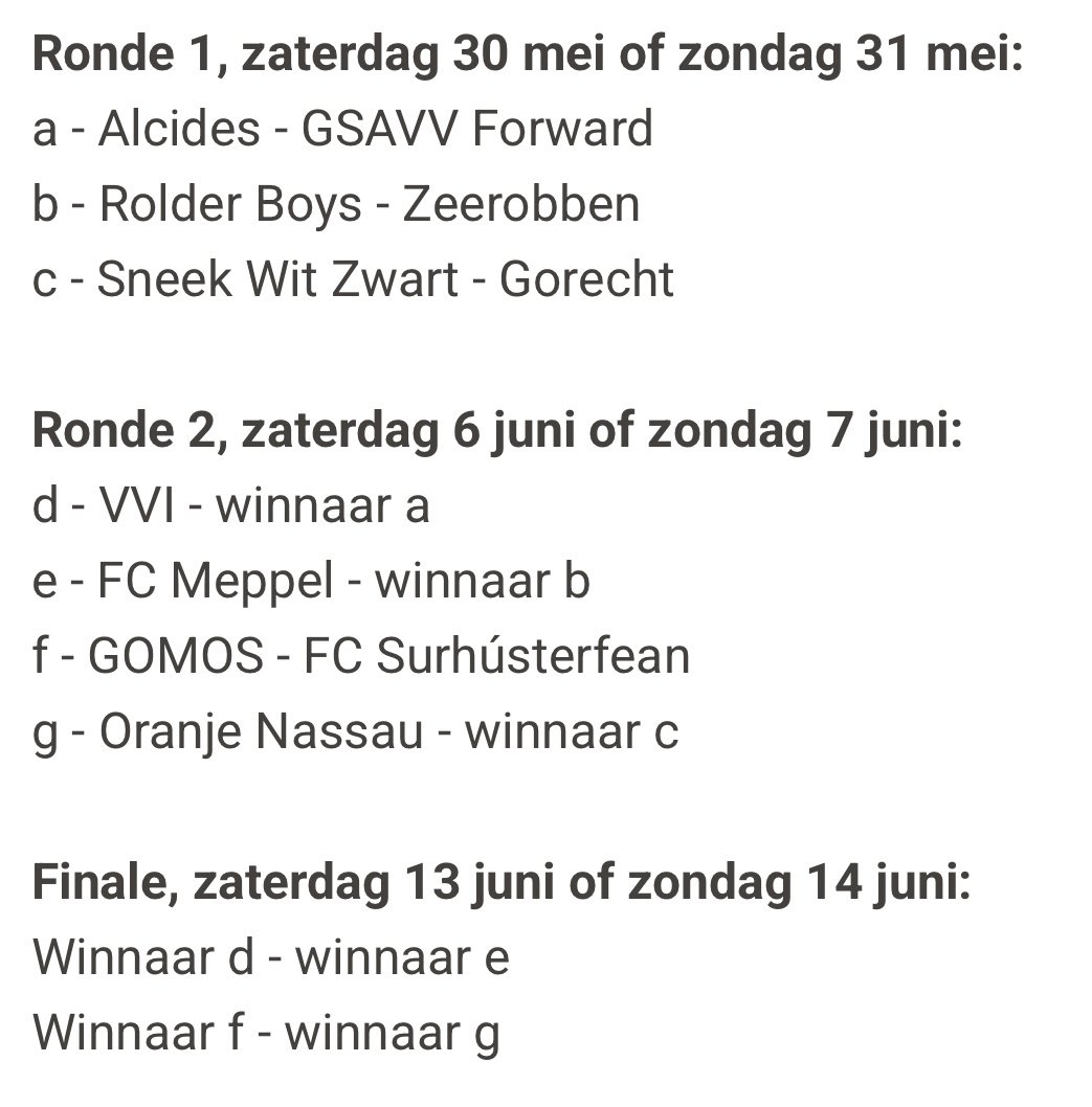 FCMeppel's tweet photo. Fc Meppel is rechtstreeks geplaatst voor de 2e ronde van de playoffs. Op 6 juni volgt een thuiswedstrijd tegen de winnaar van Rolder Boys - Zeerobben. Finale op neutraal op 13 juni. https://t.co/k8PqDnZQQO
