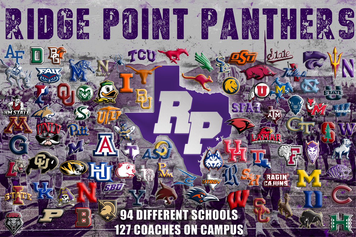 Coach_LaFavers's tweet photo. 🏈127 college coaches from 94 different college programs across the nation visited Ridge Point to evaluate & recruit our players! We have had 155 offers go out to our players…
21 players with offers! It’s a testament to our kids and the work they do on & off the field. 
#TheStandard #Exposure #RPDNA🧬 #IronSharpensIron