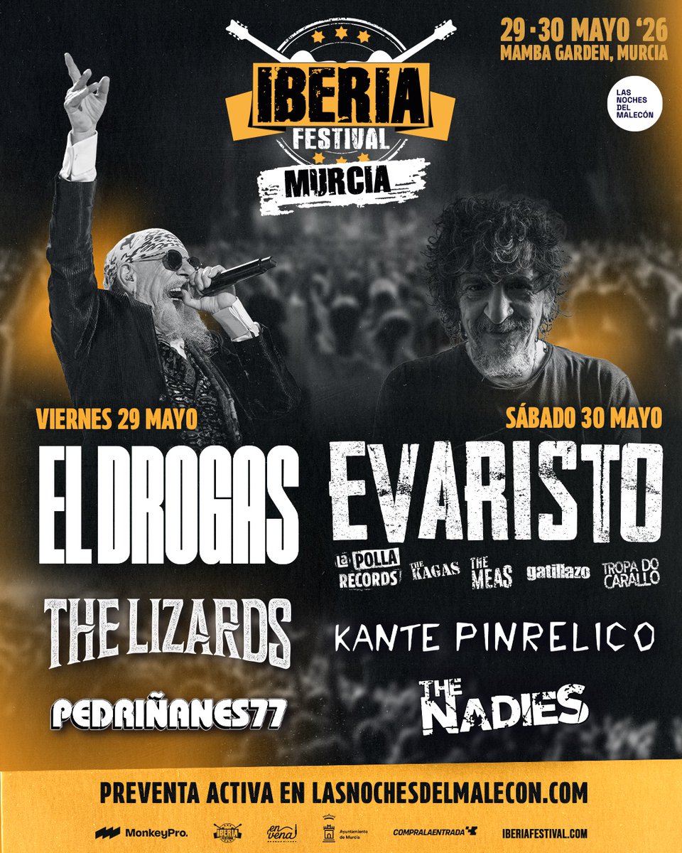 murciocio's tweet photo. Pese a que @ElDrogasOficial y Evaristo (@La_PollaRecords) nunca han sido especialmente agraciados, el cartel del Iberia Fest ha quedado bastante guapo. Porque, además, junto a ellos, actuarán hoy y mañana @Kante_Pinrelico, Pedriñanes77, The Lizards y The Nadies en @mamba_murcia https://t.co/CaytIt07xO