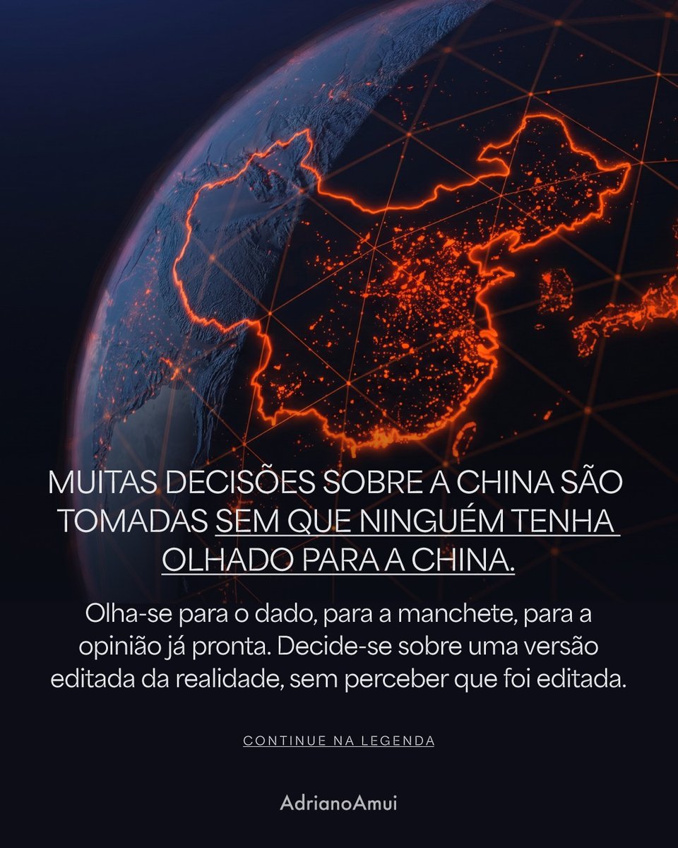 aamui's tweet photo. Decide-se muito sobre a China olhando para o dado e a manchete, não para a China. A dificuldade não é falta de informação, é que quase toda ela é de segunda mão, e isso forma opinião, não fundamenta decisão. Você lê o mercado, ou a leitura que já fizeram dele por você? https://t.co/6DRa6K7n9x
