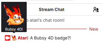 atari's tweet photo. ICYMI, you can earn this Bubsy Twitch badge by watching a Bubsy 4D stream for 15 minutes!

Good thing we're starting up the stream now. 😼
https://t.co/hHK7XfMR3f https://t.co/kghTvG6bAW