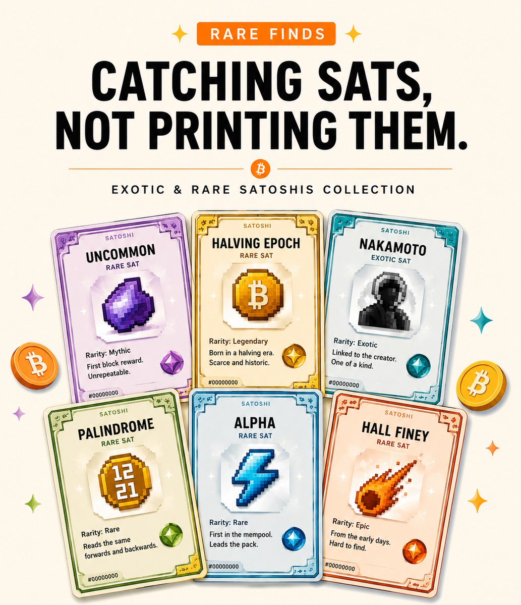 NcryptSats's tweet photo. I feel like a Pokémon hunter 🎴 finding and capturing high-value, undervalued rare sats but with the certainty that nobody can dilute their value by printing more cards 😂

Exotic sats, rare sats, historical sats… each one feels like discovering a legendary pull in the wild. https://t.co/il4NE87fb2