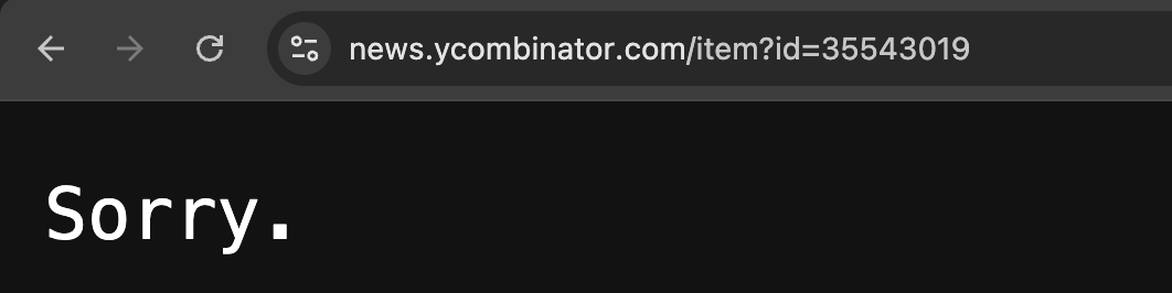 codewithantonio's tweet photo. in love with hacker news error message https://t.co/IGW7fy6g8N