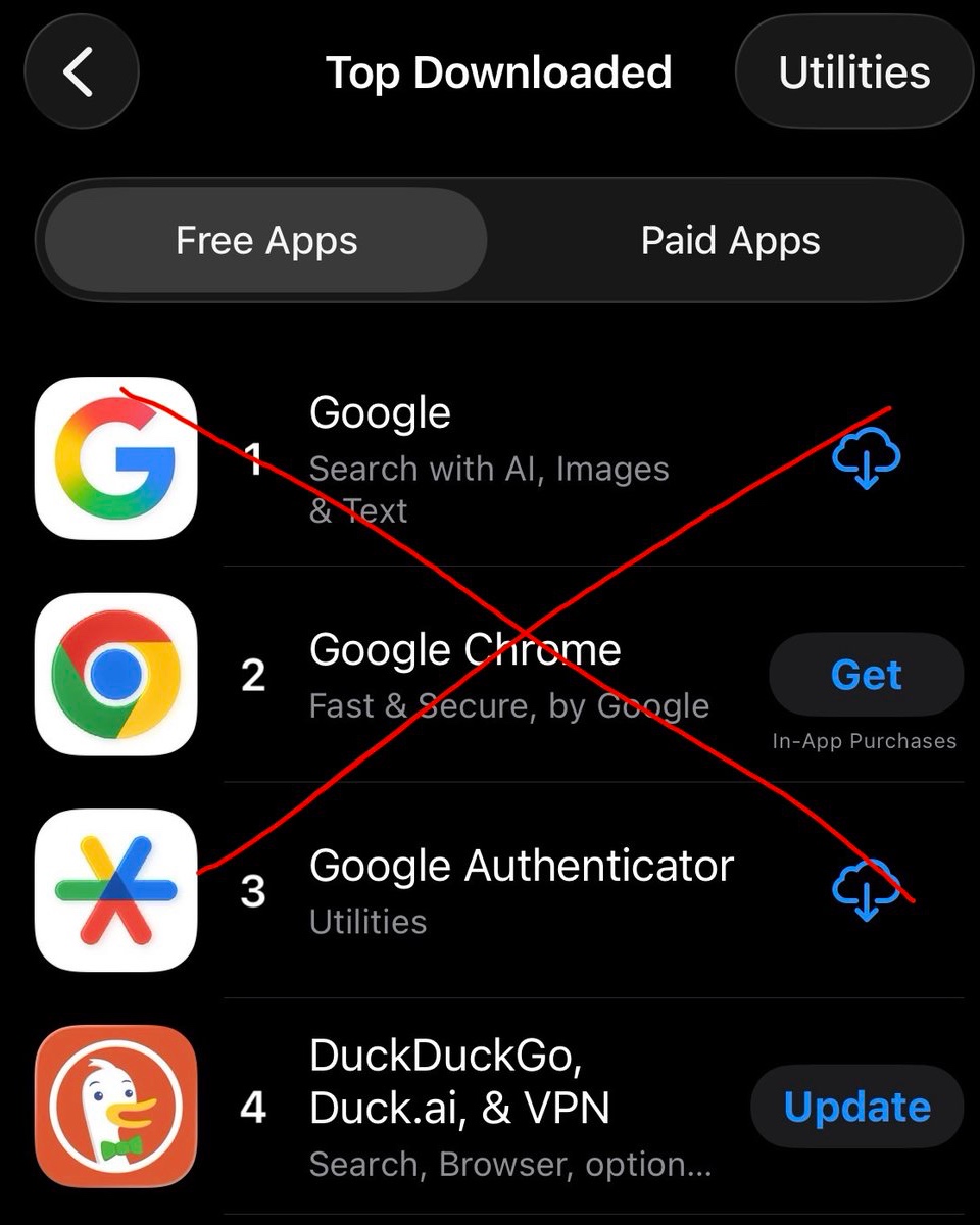 DuckDuckGo's tweet photo. Not liking the direction Google is headed? Come to the Duck side.