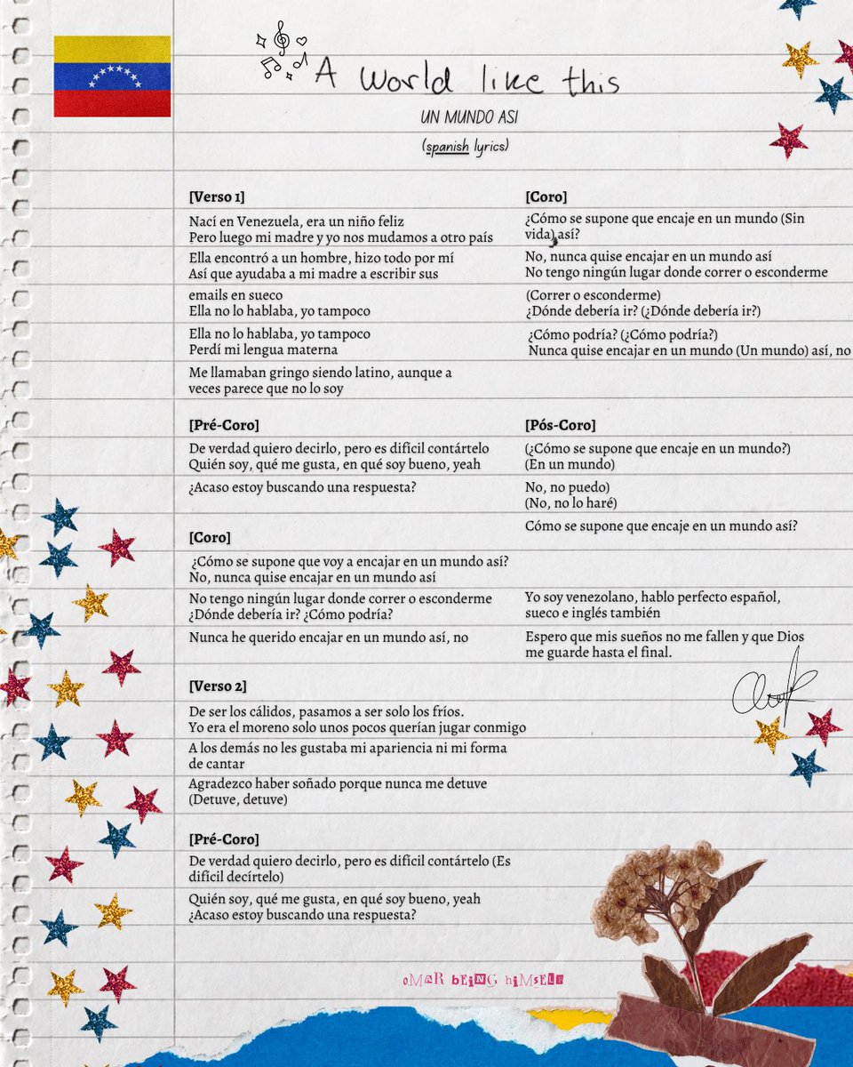 rudbergomar's tweet photo. Here is the full English lyrics of “A World Like This”, followed by the Portuguese and Spanish translations. Enjoy, and please stream it 🤍🇻🇪

🔗 link: https://t.co/fd57KCdUIJ https://t.co/yTCNtuIVds