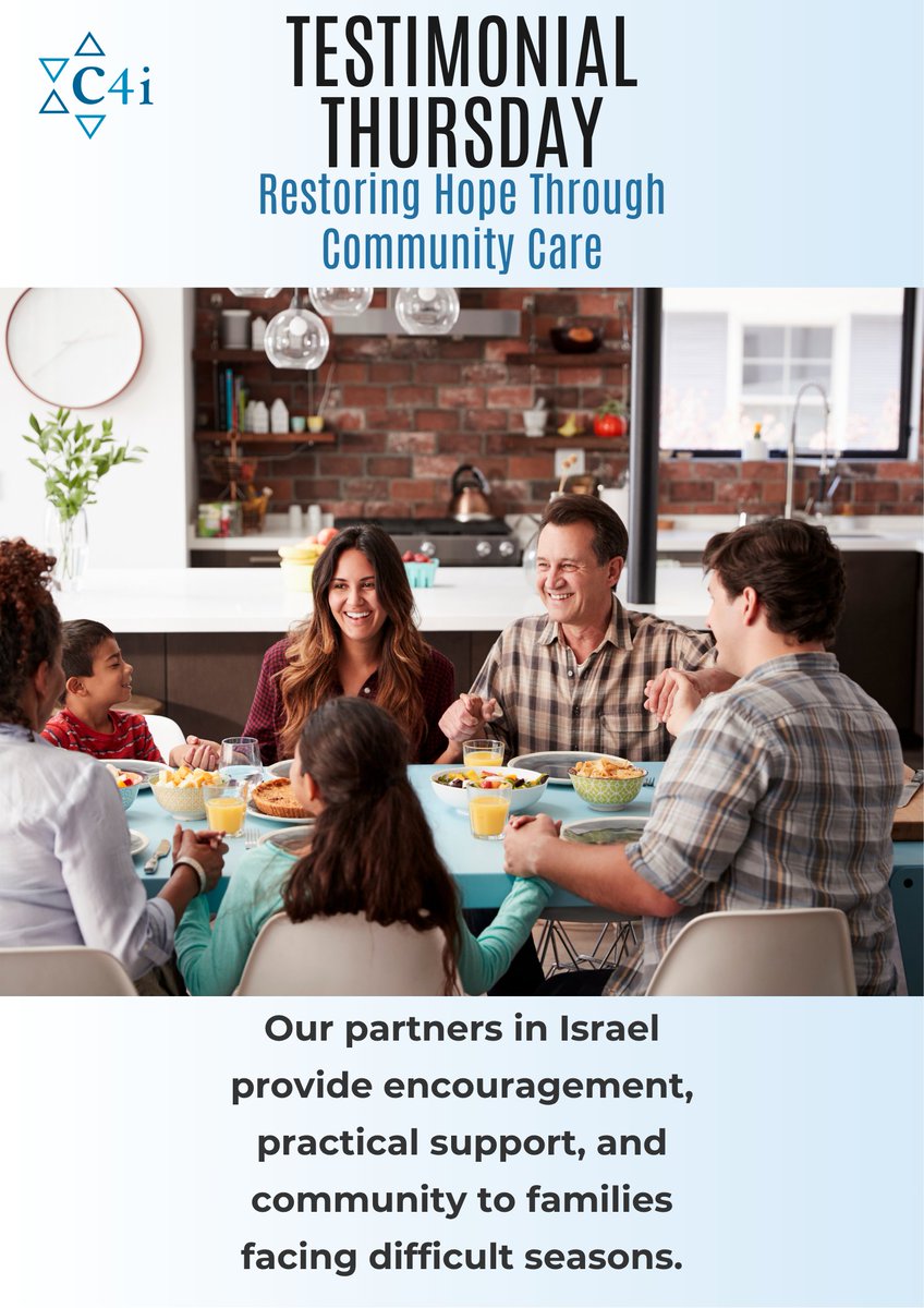 C4iCanad's tweet photo. "A family shared how community support helped them find hope, friendship, and stability during a difficult season. Help restore hope today at https://t.co/61ccfGAHox."

#TestimonialThursday #Israel #CommunityCare #HopeInAction #SupportIsrael #FaithInAction https://t.co/AkKcaWJLd3