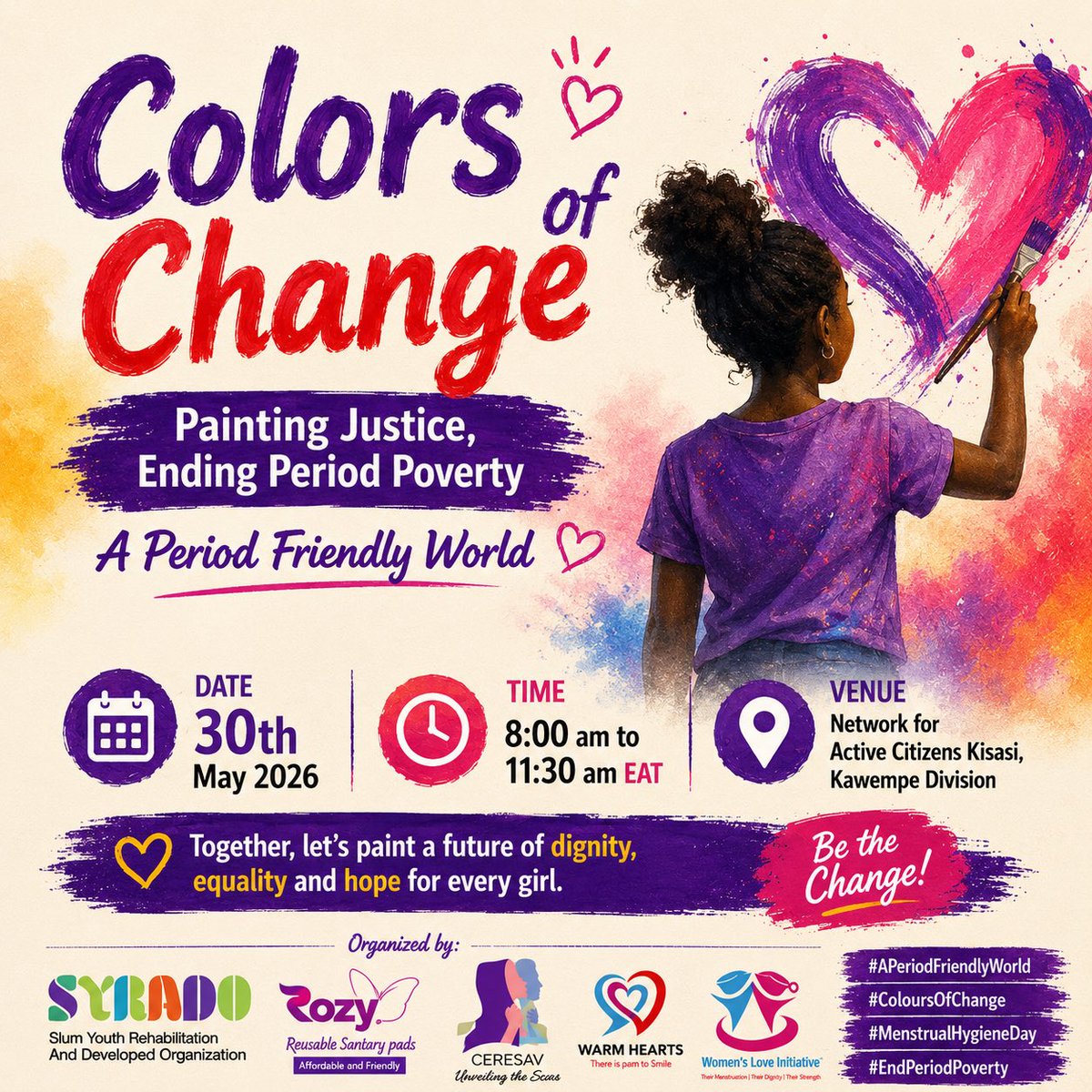 princessrosseti's tweet photo. Saturday we paint justice
@syradouganda @warmheartsug @WomensLoveInit1
#ColoursOfChange
#AperiodFriendlyWorld https://t.co/Y9jQnQCf92