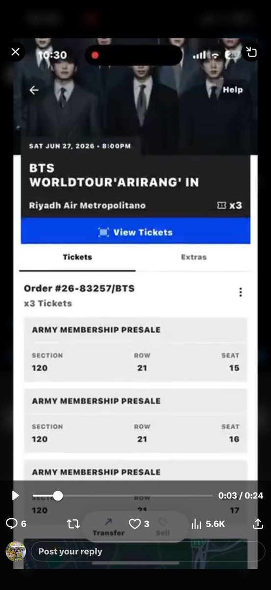 onlylilvante's tweet photo. ‼️BTS in EUROPE scammer alert‼️

if anyone sends you “ticket proof” that look like this - it’s a SCAM

tickets for europe do NOT look like that. these screenshots/screen recordings are edited so please do not buy from these sellers.

stay careful and protect your money ARMY 💜 https://t.co/tcYrdeOGeY