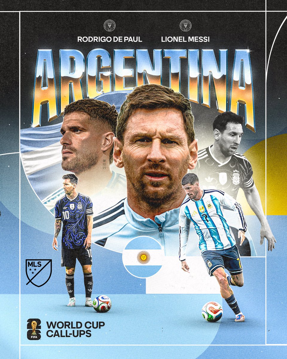 MLS's tweet photo. 🩵🤍🖤

@InterMiamiCF’s Rodrigo De Paul and Leo Messi have been called up to defend the title for Argentina. 🇦🇷 https://t.co/KdX1dWSJsJ