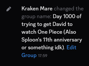 BestSPLMapMode's tweet photo. 🎉 CONGRATS ON THE BIG DAY EVERYONE!!!!

... What? No. No, not the 11th anniversary of Splatoon. Thats cool tho.

It's been 1000 DAYS of @BrianIshii1 trying to get @DRF_Splatoon to watch One Piece! https://t.co/Tc6CBsKuNC