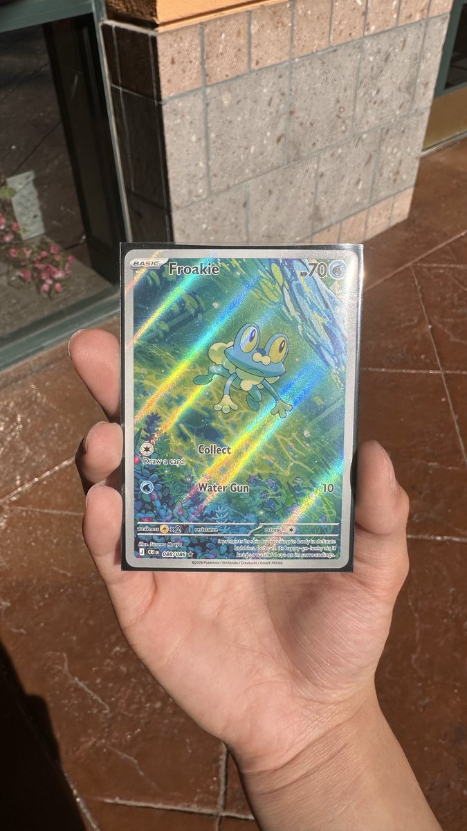 naleesoup's tweet photo. I got blessed with this froakie card🙏🩷 
#pokemonㅤㅤㅤ #pokemoncard #chaosrising https://t.co/xc1OH1BMcK