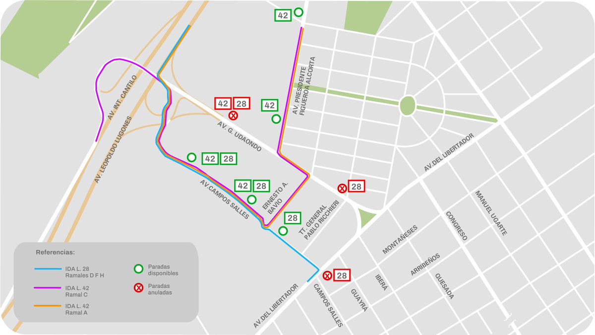 cariverplatecom's tweet photo. RIVER PLATE | NÚÑEZ
🚘 Puente Labruna: se suma un carril por sentido entre Núñez y Ciudad Universitaria
➡️ Udaondo: mano única hacia Libertador
➡️ Campos Salles: mano única hacia Lugones, nuevo giro a la izquierda desde Libertador.
🚌 Líneas 28 y 42 modifican recorrido y paradas. https://t.co/p8uEJyQm3J