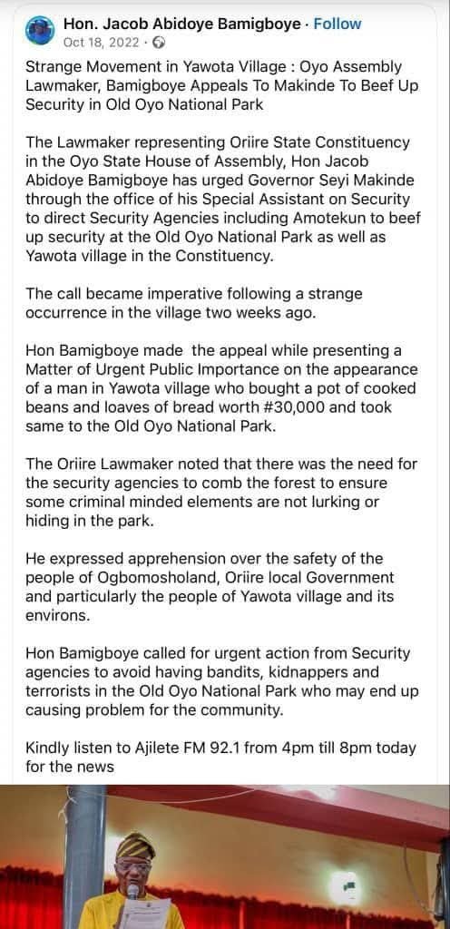 ObaRoyalz's tweet photo. @Mario9jaa Where was this clown when his state assembly member called him out in 2022 to beef up Oyo national Park security 🤔 https://t.co/rqakGpMh2N