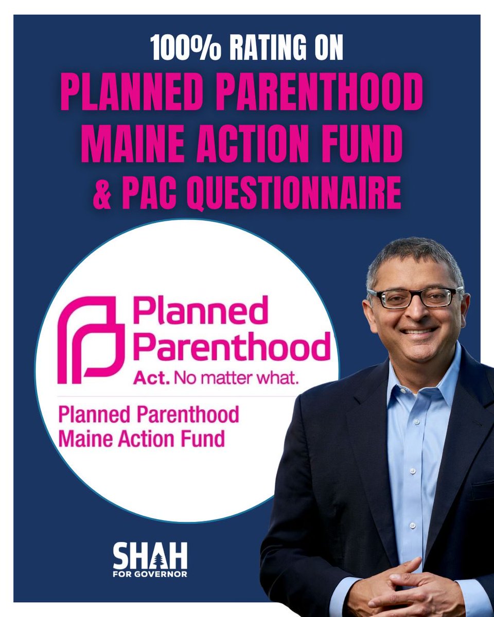 nirav_maine's tweet photo. There is no question where I stand on reproductive rights and women’s health.

As Illinois’ public health director, I fought to expand access to birth control and make it available over the counter. In this race, I am the only candidate who has released a comprehensive plan to safeguard reproductive freedom in Maine, and I am proud to have earned a 100% rating on Planned Parenthood Maine Action Fund’s questionnaire.

As Governor, I will never waver. I will protect women’s rights, defend reproductive freedom, and ensure that deeply personal health care decisions stay where they belong: between patients and their providers.