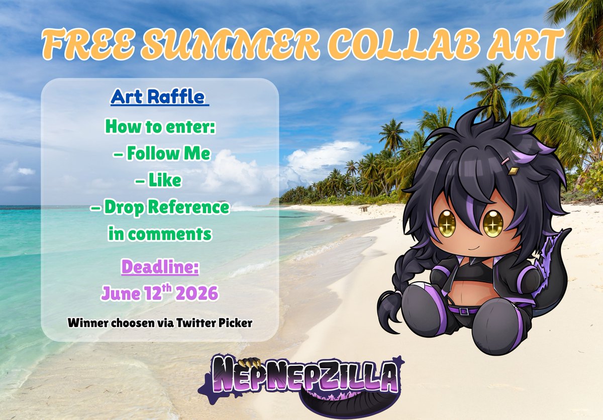 NepNepZilla's tweet photo. 🧊Alright, it's time to prepare for Summer. ☀️

This year, I will be hosting a little raffle for my community (or lack of one), for some summer art featuring Male Nep.   😎

Good luck to everyone who wishes to enter.  🍾
(if you have questions, dm or comment below) https://t.co/fryyEpYhQ7