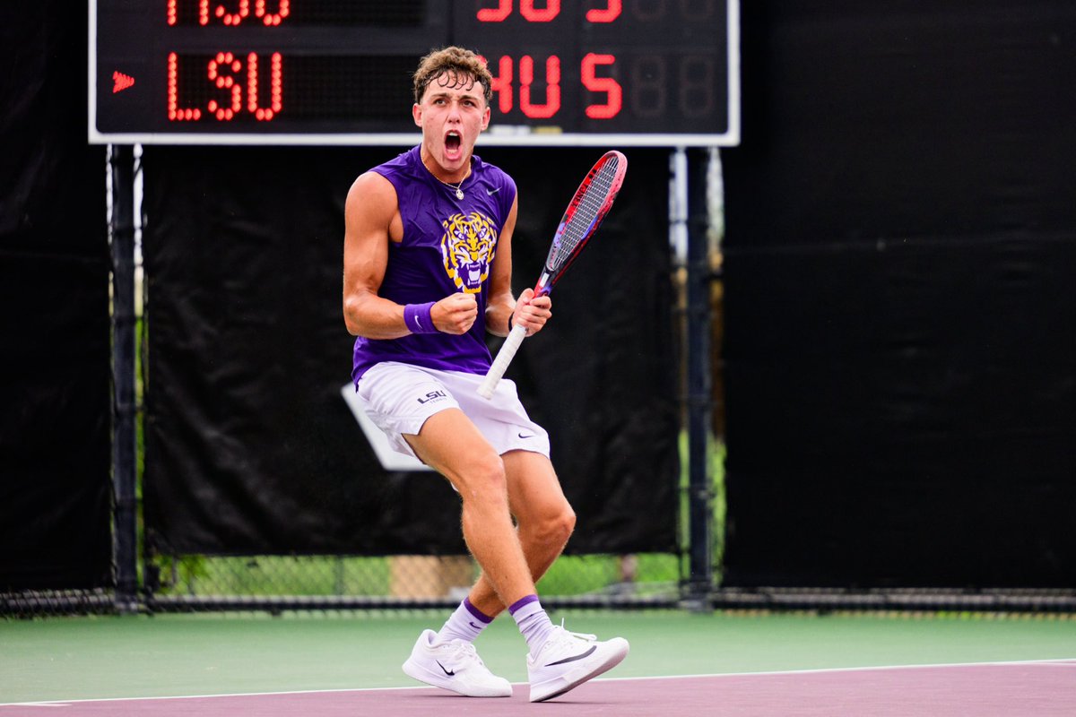LSUTennis's tweet photo. Enzo bringing power, served with a smile 😎 https://t.co/L69t6YcQDh