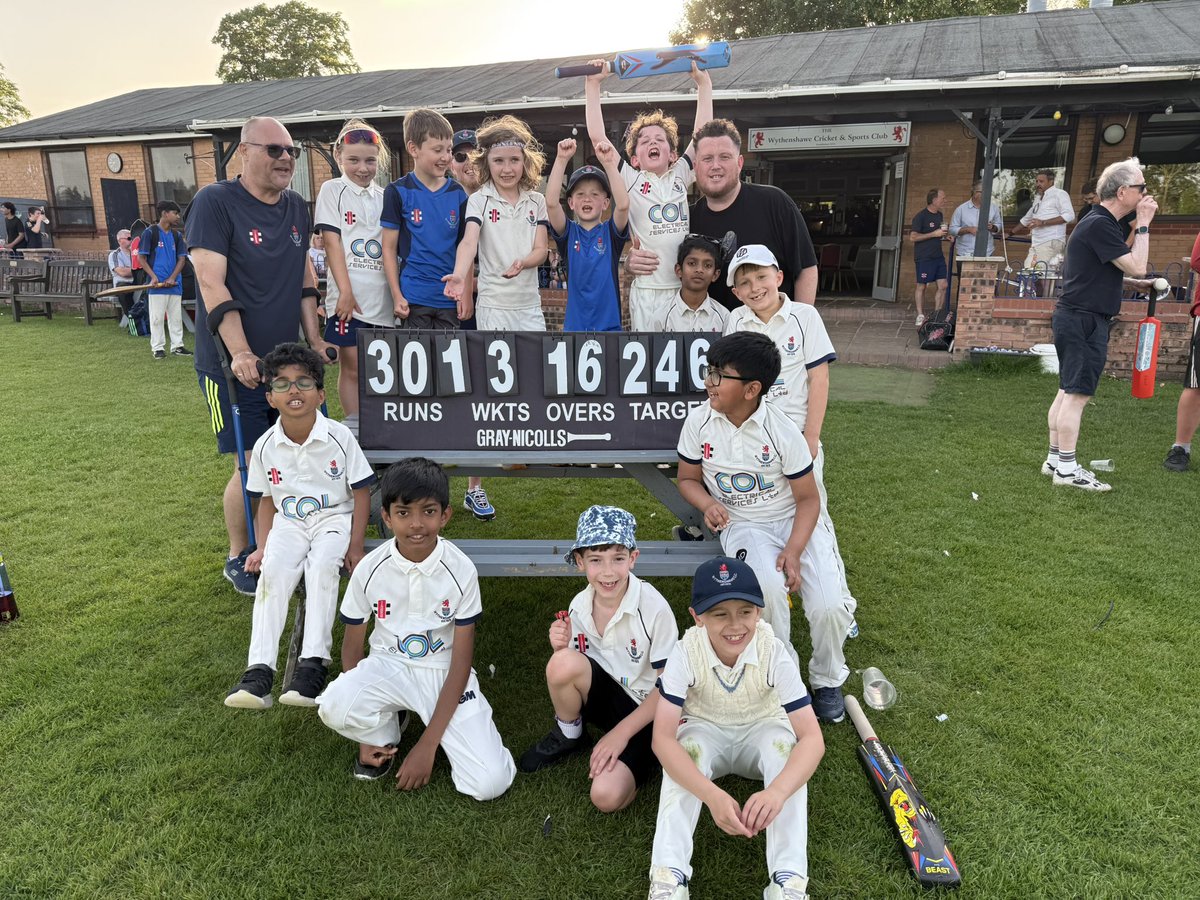 wythycc_sports's tweet photo. Well done U9’s Wizards tonight, winning by 55 runs v Alderley Edge Lightning
5 Wythenshawe players getting into double figures, great bowling &amp; a positive team performance.
Thanks Alderley Edge for coming over, putting up a spirited display, good luck for the rest of the season🏏 https://t.co/epVmTcFket
