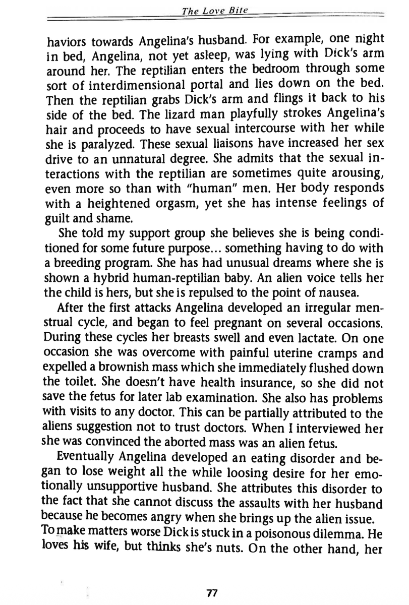 greenray__'s tweet photo. Paranormal abduction with sexual abuse by reptilian being. Humans in military/lab uniforms present

Hypnotic regression reveals a screen memory of sex with a movie star implanted to mask Angelina's being abused

She dreams of a hybrid human-reptoid child

https://t.co/1aPqzatKBb https://t.co/2mPZzXXoSO