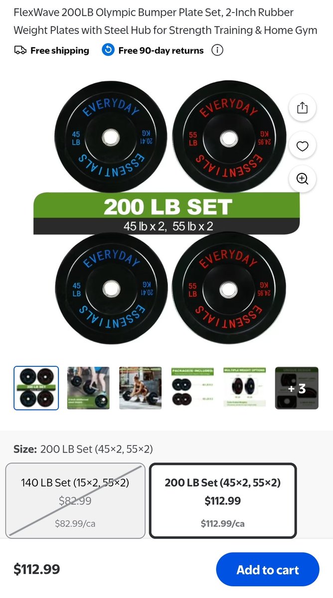 Misprints's tweet photo. FLEXWAVE 45LB &amp; 55LB BUMPER PLATE PAIRS FOR $113 AT WALMART!🚨

Massive discount on Olympic bumper plates for your home gym. 2-inch rubber plates with steel hub. Check both 45s and 55s pairs for the deal pricing before it’s gone!

Check it out: https://t.co/l8aFtGZdu1

#ad https://t.co/Wp3gLERUsG