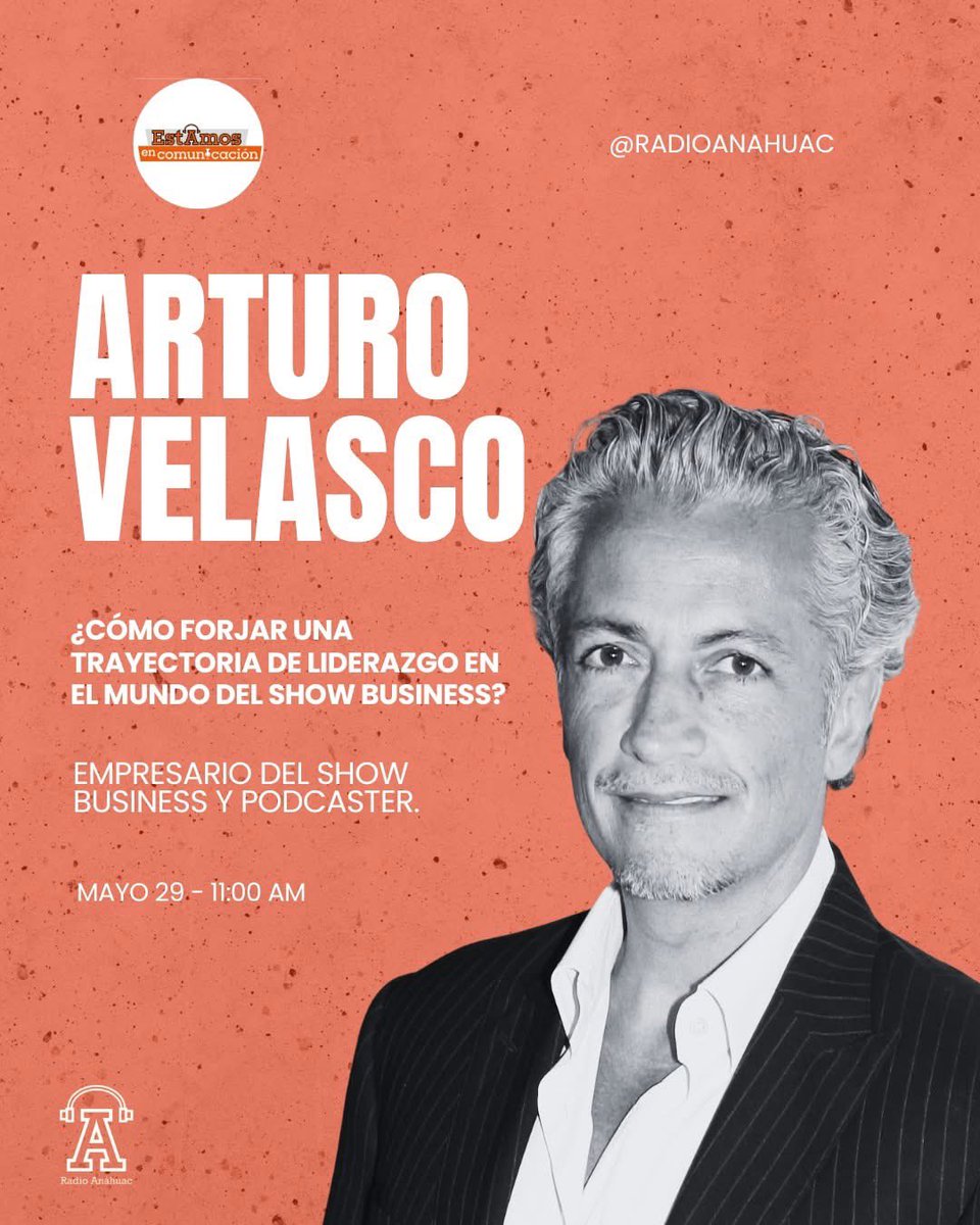 estamosencom's tweet photo. Nos escuchamos mañana con la historia de éxito de este líder del mundo del espectáculo y el entretenimiento, @Artvelascor @RadioAnahuacAM @anahuac @AnahuacCOM 🎤🎧📱 @karinavelasco https://t.co/wty8bgisbx