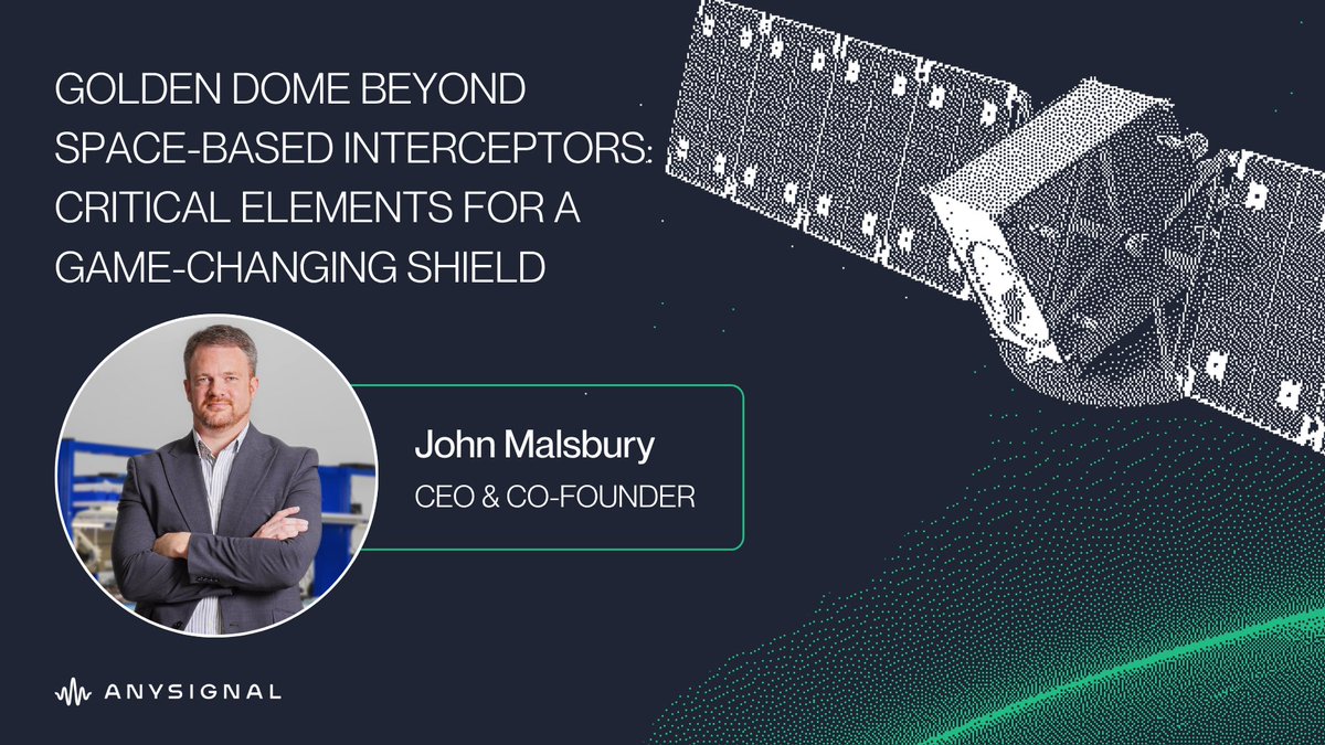 AnySignal_Space's tweet photo. Next week our CEO and Co-Founder, @JohnsSignals , will be speaking at Space Tech Expo on June 3rd for a panel on "Golden Dome Beyond Space-Based Interceptors: Critical Elements for A Game-Changing Shield"

John joins industry leaders to unpack what it really takes to build a credible, layered shield, and how AnySignal was one of the first to build and validate Link-182. Link-182 is the waveform protocol selected by the US Space Force as the backbone of the United States Department of War’s Space Data Network (SDN) and Golden Dome missile defense shield.

Time: 10:45am to 11:45 AM

Visit us at https://t.co/lFfPwBM8BJ

#SpaceTechExpo #GoldenDome #SpaceForce #NationalSecurity #Aerospace #DefenseTech #SpaceIndustry #AnySignal #link182 #SpaceDataNetwork #SDN