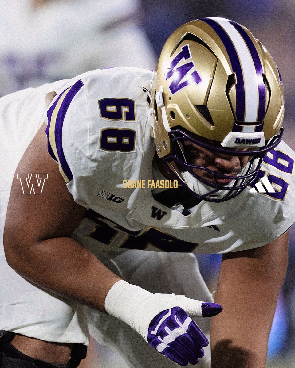 UW_Football's tweet photo. Meet the Pack: Soane Faasolo @SoaneFaasolo saw action in all 13 games during the 2025 season earning a spot on the Big Ten All-Academic team. He’s studying Real Estate ☔️ https://t.co/yRbJ3VsT3h
