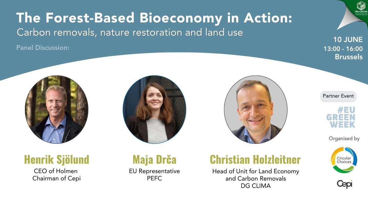 Pro_Carton's tweet photo. 💬 How do we protect nature while scaling the EU bioeconomy? What role do forests and forest-based value chains have in delivering this vision?

🎤 Experts @Maja_Drca , Henrik Sjölund, Christian Holzleitner have the answers.

👉 Register now: https://t.co/lY4kOEGwtd https://t.co/tp3N7tPxFk