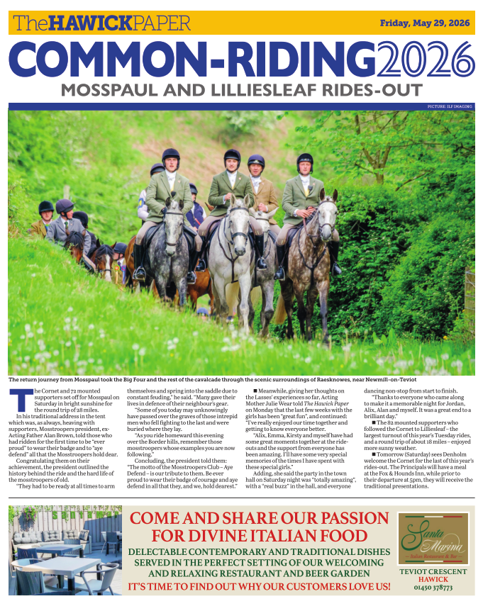 TheHawickPaper's tweet photo. 🐎 Rides-Out Souvenir Special 💙💛

From the Cornet and mounted supporters taking on the 28-mile round trip to Mosspaul in bright sunshine, to an 82-strong turnout to Lilliesleaf, we've got all the best angles and reflections on the latest rides-out.

Out now! 🗞️ https://t.co/4AbGOZew8X