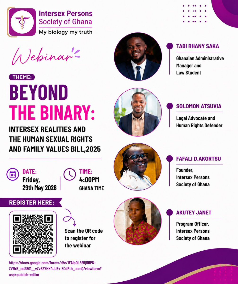 IntersexIPSOGH's tweet photo. Tomorrow at 4:00 PM GMT — join us for Beyond the Binary: Intersex Realities &amp; the Human Sexual Rights and Family Values Bill, 2025.  
This webinar brings critical insights from advocates and experts.   #BeyondTheBinary #protectintersexchildren #IntersexRights #IPSOG https://t.co/YZf75WRnxf